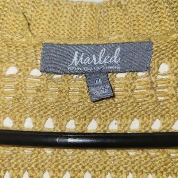 Marled Mustard Yellow Open-Front Knit Cardigan - Picture 3 of 12